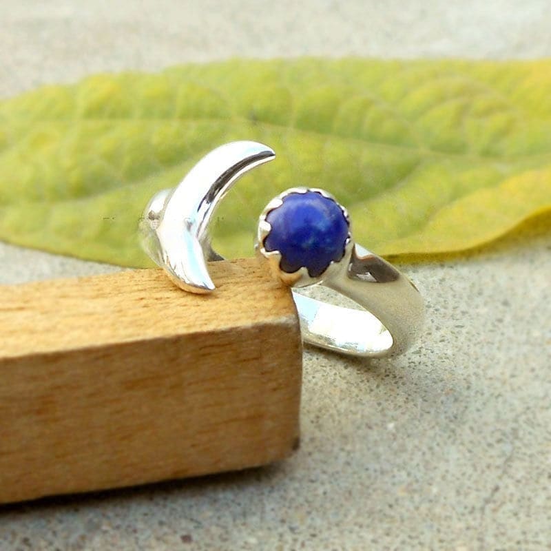 Half Moon Lapis Lazuli 925 Silver Ring Lapis Crescent Ring Moon Ring Blue  Stone — Discovered