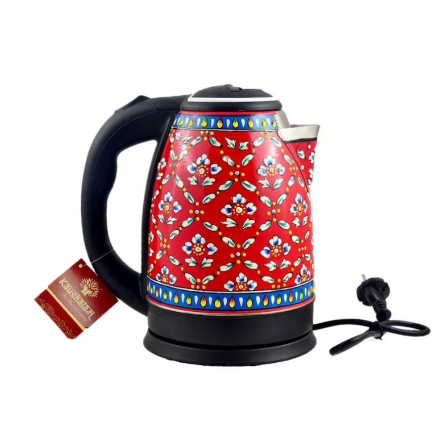 Hand painted electric tea kettle: Mughal painting Pichwai painting kettle —  Discovered