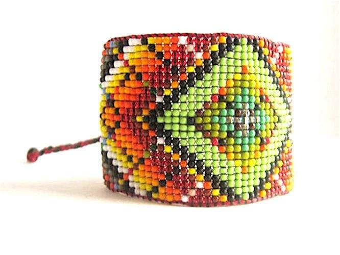 Rainbow Bracelet Woven Loom with Japanese Seed Beads Adjustable