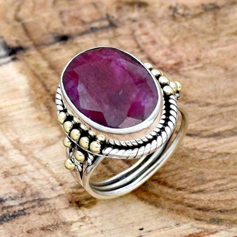 Garnet and Sterling Silver Rings from India (Pair) - Scarlet Glory | NOVICA