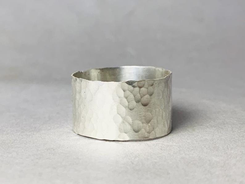 Silver Band Ring Mens Wide Ring Silver Cuff Ring Unisex 