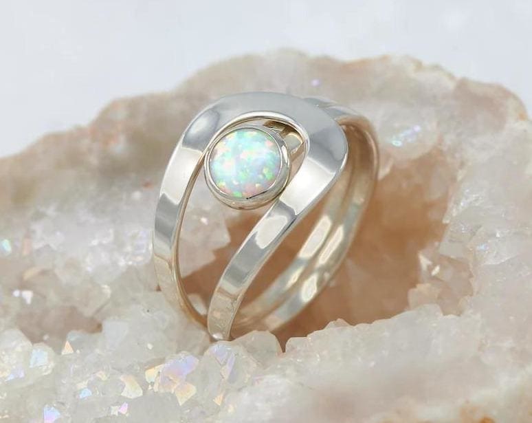 Vintage White Opal Engagement Ring Set,6x8mm Pear Opal Bridal  Set,moissanite Half Eternity Band,solid Gold,women Rings Gift for  Her,custom - Etsy