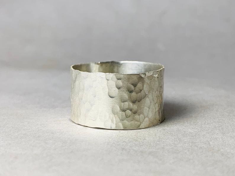 Wide Sterling Silver Toe Ring | Hammered, Adjustable, Thick | Recycled Hammered