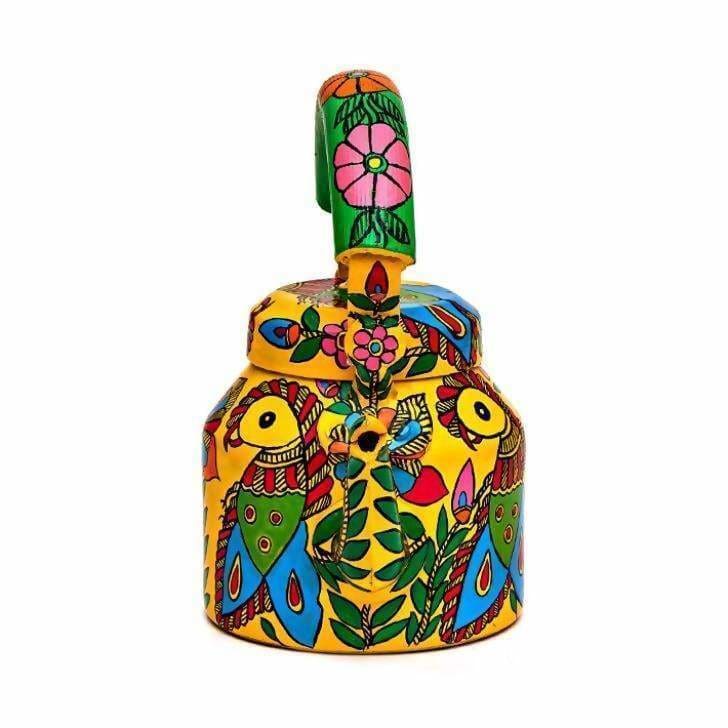 Tribal Art Tea Kettle Kaushalam Hand Painted Tea Kettle