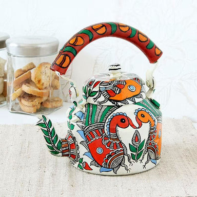 Hand painted electric tea kettle: Mughal painting Pichwai painting kettle —  Discovered