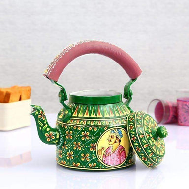 Tea Kettle-kaushalam Hand Painted Emerald Green Teapot, Jaipur City Mural  Art, Gift for Parents, Gift for Art and Tea Lover, 