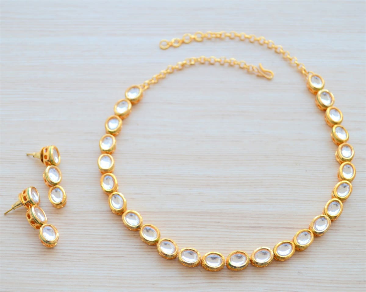 Gold Kundan Choker Necklace Set with maangtika – BeGorgeousByPS