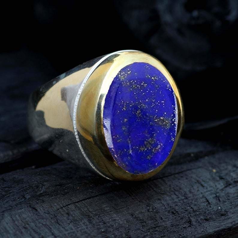 Lapis Lazuli Men's Two Tone Solid 925 Silver Ring Handcrafted Engagement  Jewelry — Discovered
