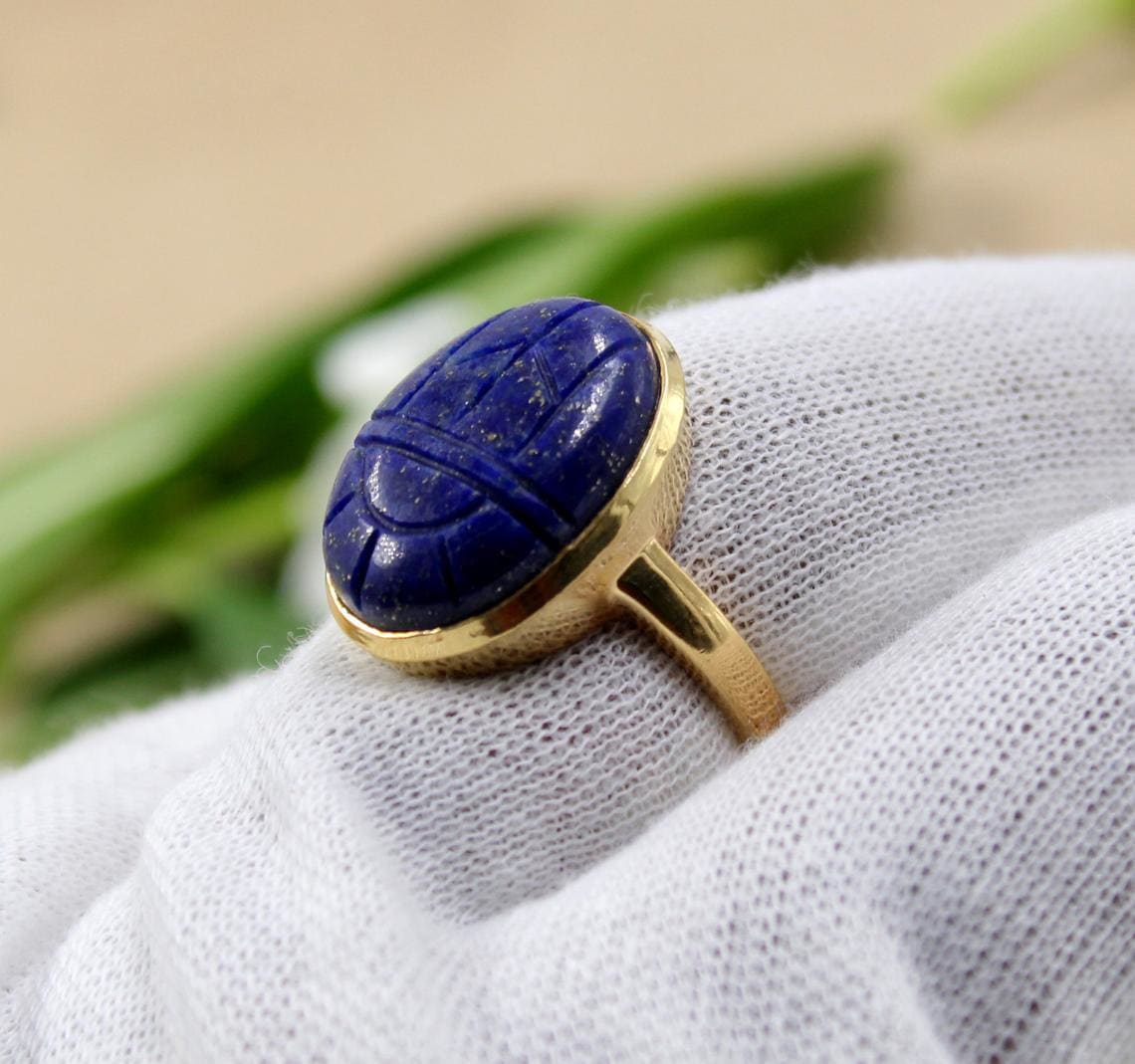 lapis lazuli scarab ring