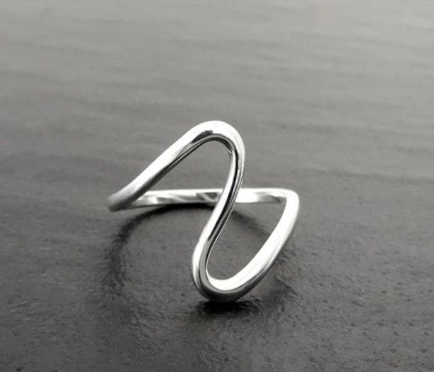 Large Wave Ring - Sterling Silver - Wavy Large Ring - Popular Ring - Curved  Ring — Discovered