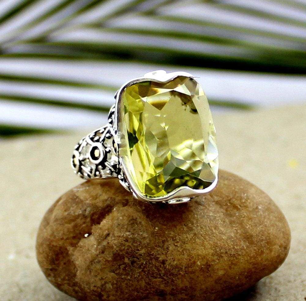 Lemon quartz silver ring, lemon quartz jewellery, designer silver ring,  Mother’s Day Gift