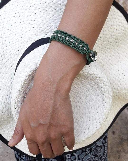 Macrame Bracelet Silver Color Beads — Discovered