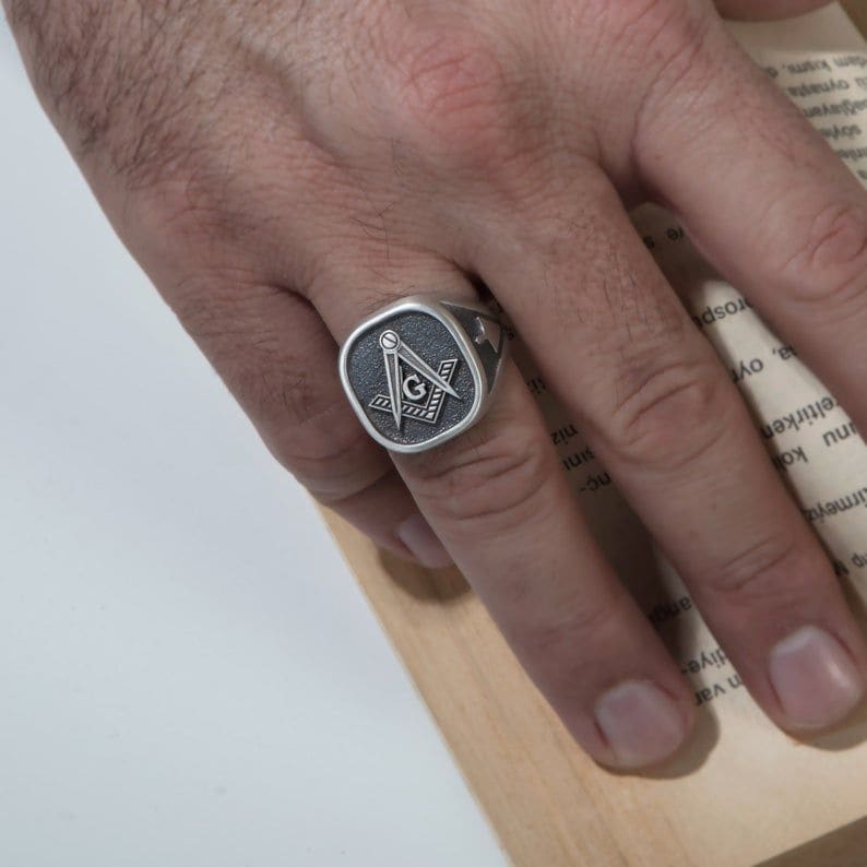 Masonic Ring Men Signet Silver Rings Freemason Ring Master Mason Ring G —  Discovered