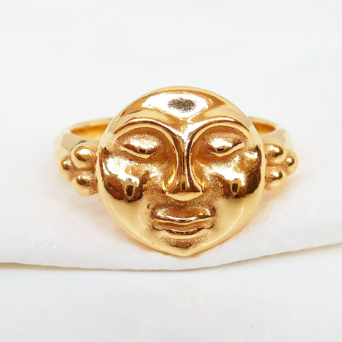 Punto de partida Restricción llenar Moon face Yellow Gold Plating 925 Sterling Silver Ring Handcrafted Jewelry  — Discovered