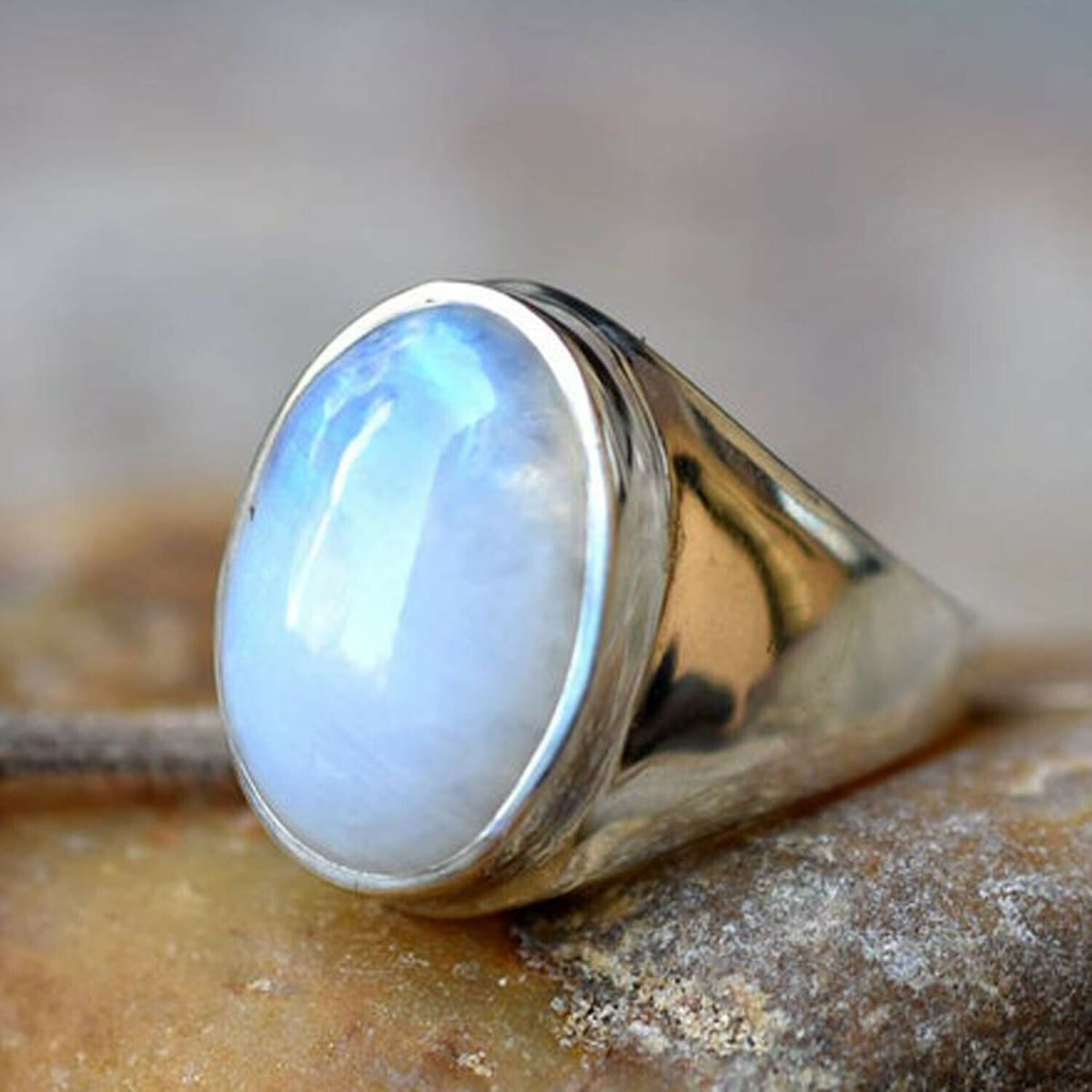 Georgian Jewelry | The Three Graces | Vintage Solitaire Blue Moonstone