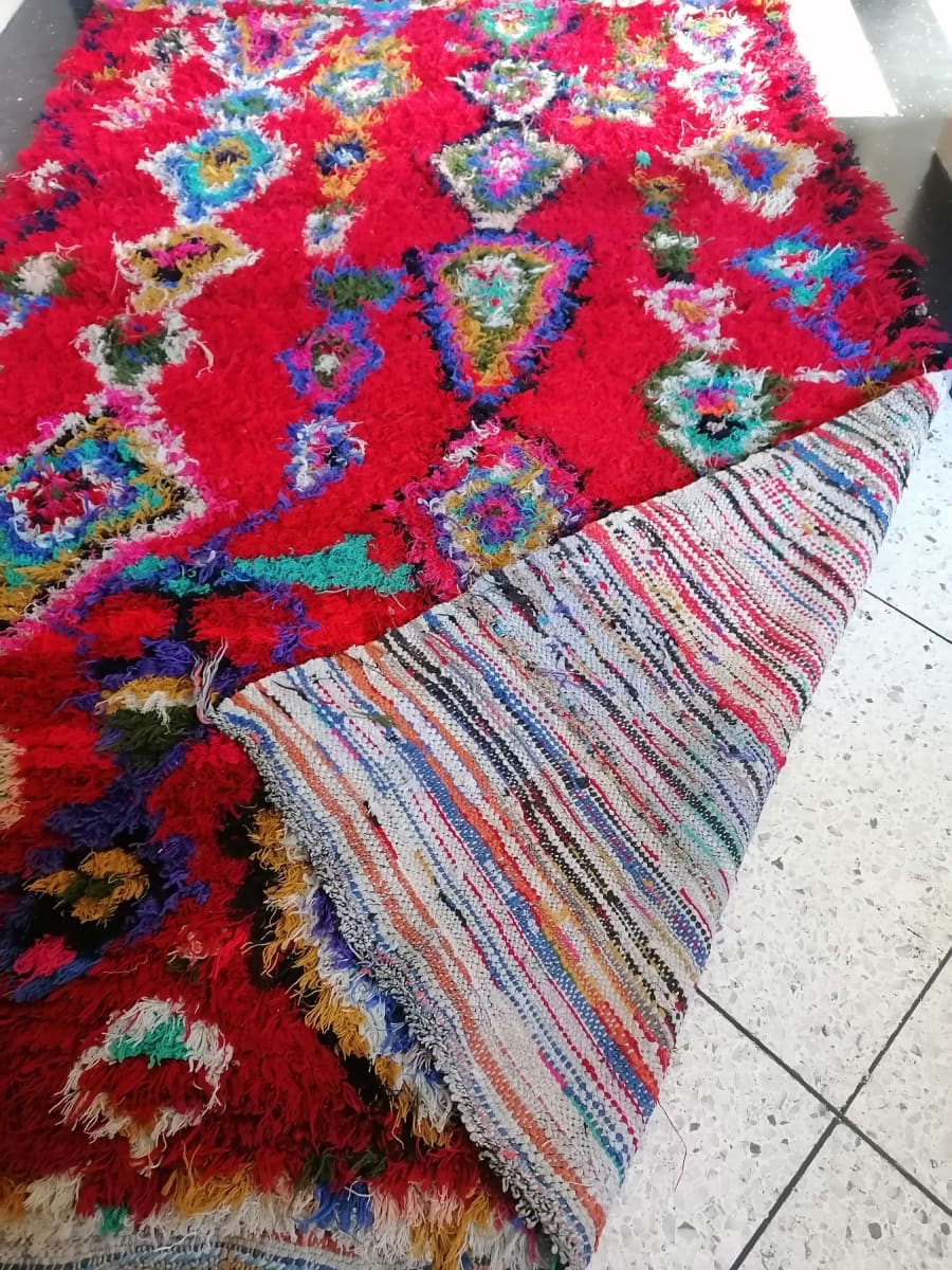 Moroccan Boucherouite Rug Colorful