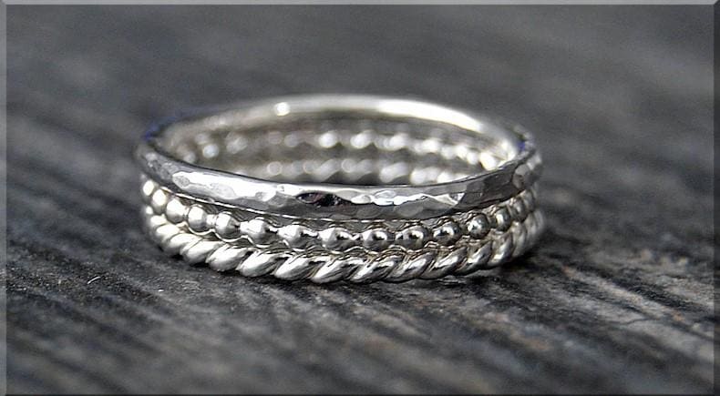 Set of 3 Stackable Sterling Silver Rings