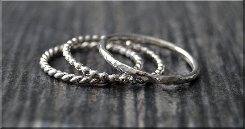 Set of 3 Stackable Sterling Silver Rings