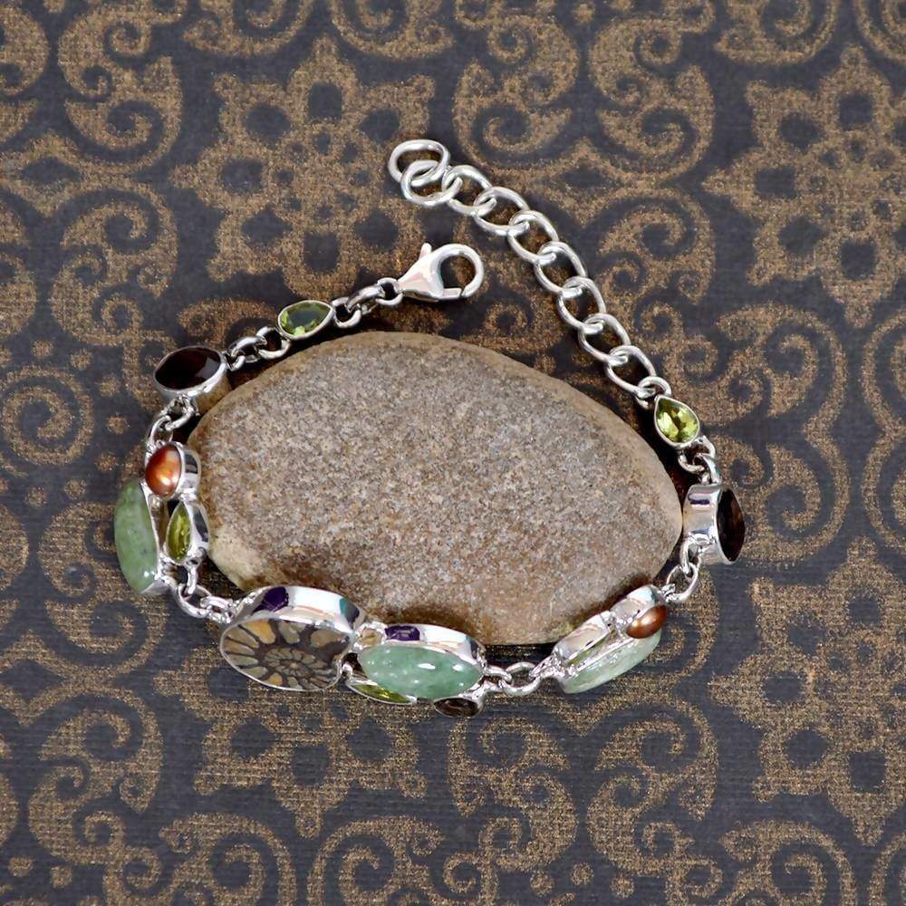 Multi Stone Handcrafted 925 Sterling Silver Bracelet