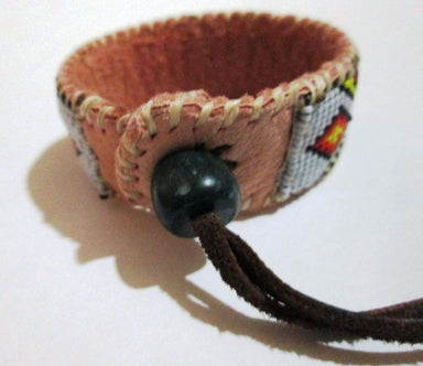Native American Style Inspired Beaded Wolf Hat Band On