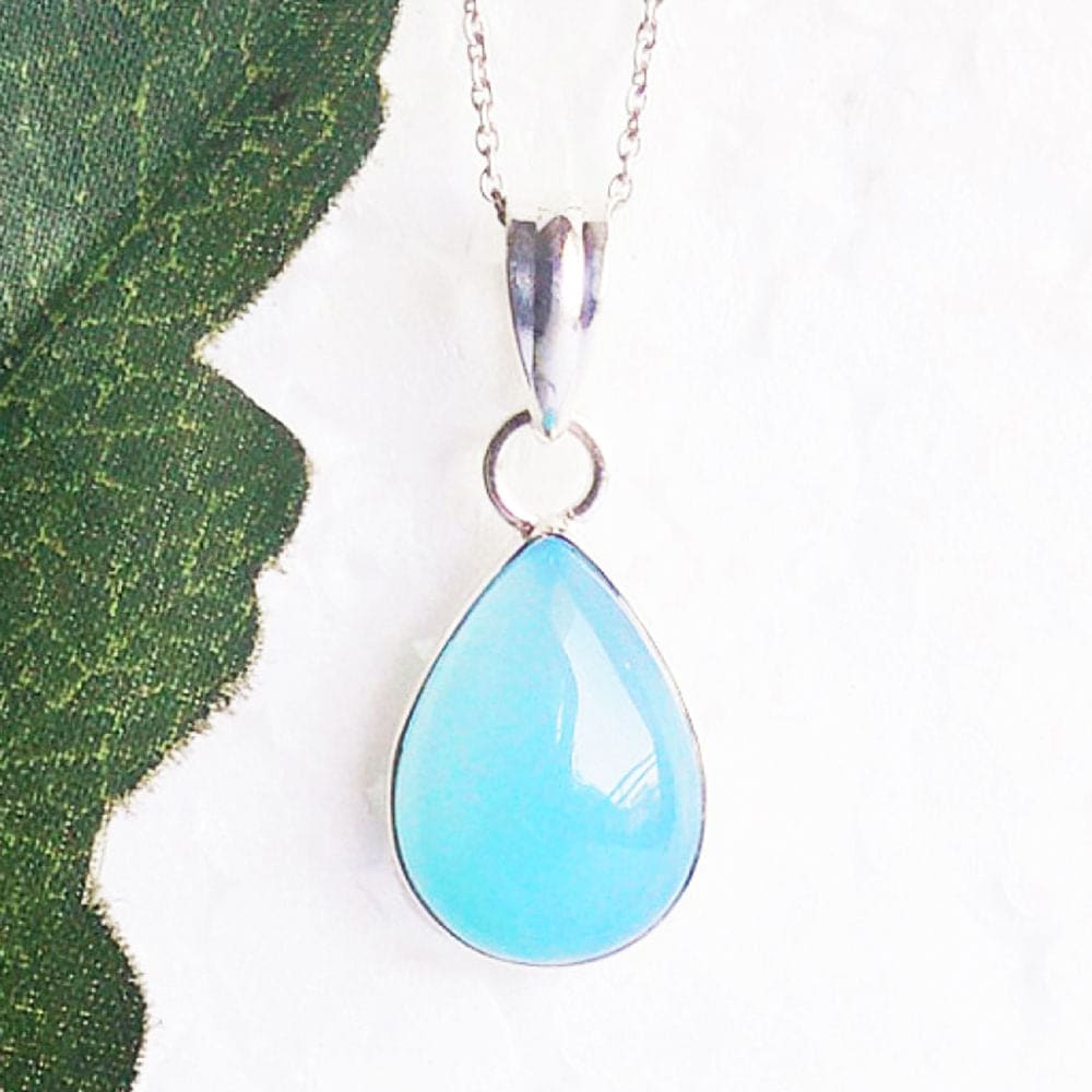 Gold tone Blue Chalcedony Wire wrapped Crystal Necklace - Walmart.com