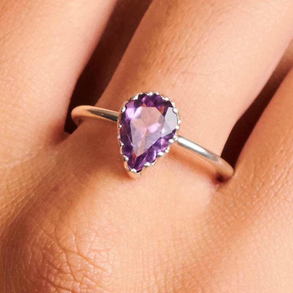 Amethyst ring vintage Hexagon cut purple Amethyst engagement ring set –  WILLWORK JEWELRY