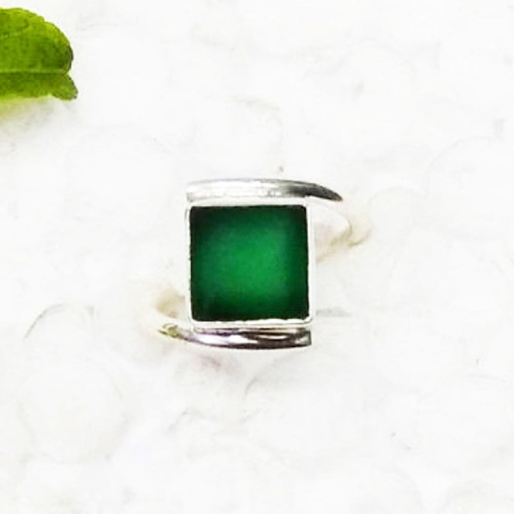 Natural GREEN ONYX Gemstone 925 Sterling Silver Jewelry Ring