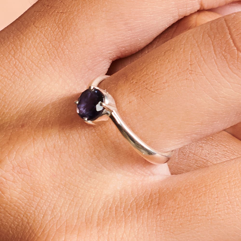 Natural Iolite Sterling Silver Prong Ring Dark Blue Gemstone Stacking —  Discovered