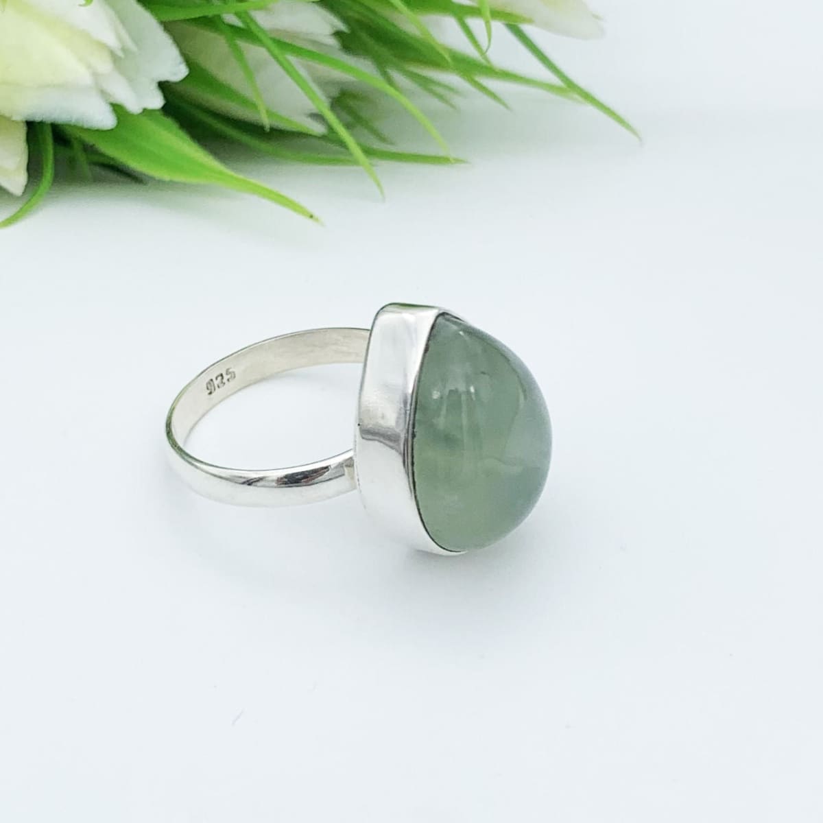 Natural PREHNITE Gemstone studded in 925 Sterling Silver Handmade Jewelry  Ring, Gift For Women, All Size