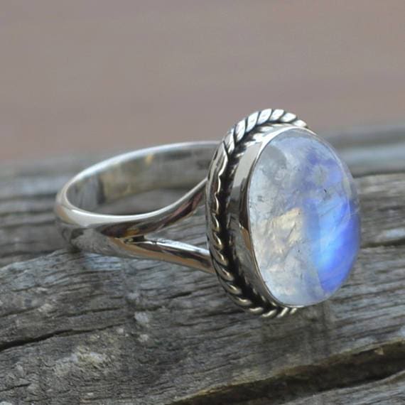Pear shaped moonstone ring vintage five stone East To West unique enga –  WILLWORK JEWELRY
