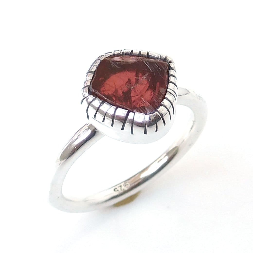 Natural Raw Garnet 925 Sterling Silver Red,Handmade Jewelry