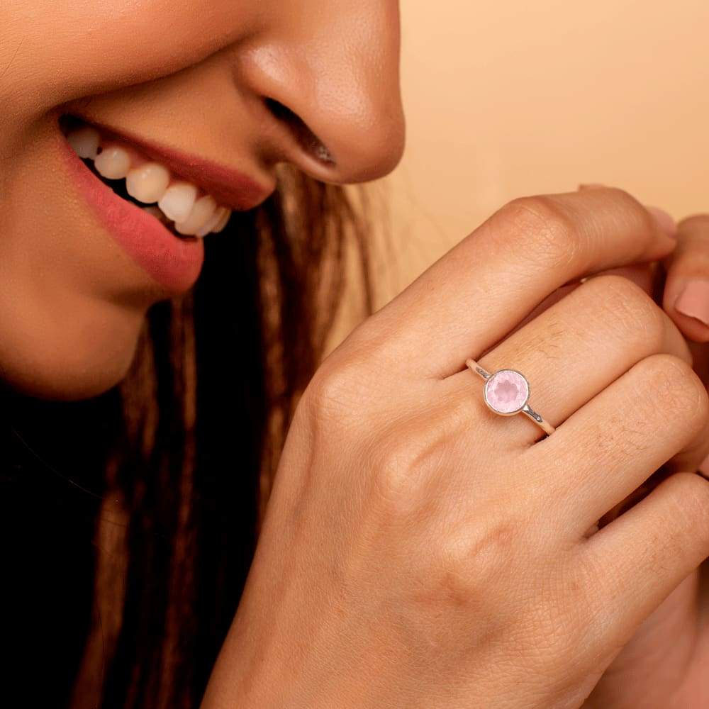 Raw Rose Quartz Ring in Gold – Buddha Blossom Jewels