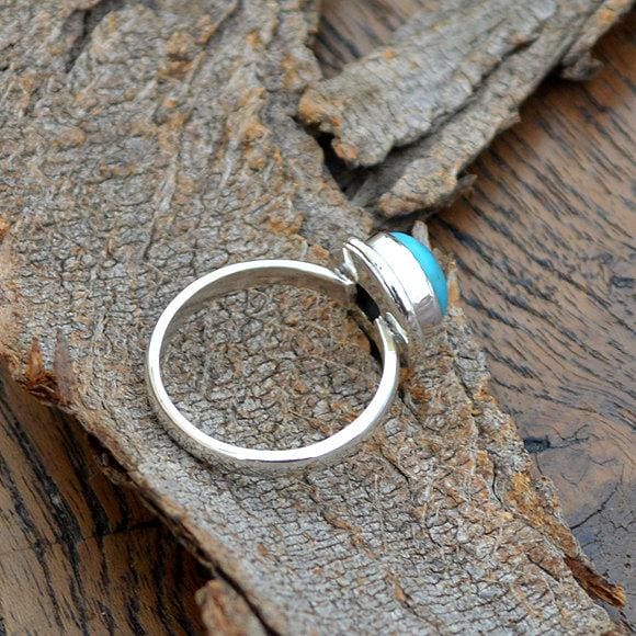 Sterling Silver Three Arizona Turquoise Ring, Sleeping Beauty Turquoise  Gemstone, Ring Gift for Women, Handmade Boho Jewelry