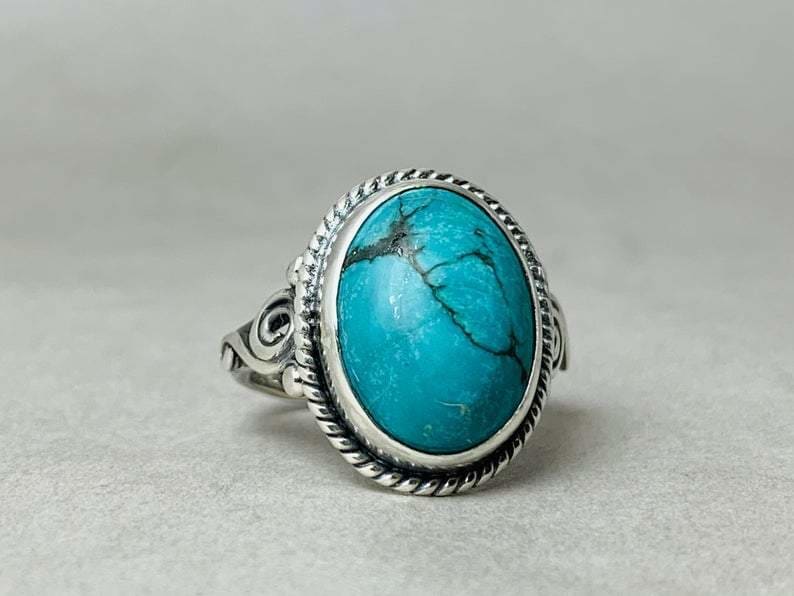 Turquoise Ring Sterling Silver Ring Handmade Ring Women Ring Bohemian Ring  Oval — Discovered