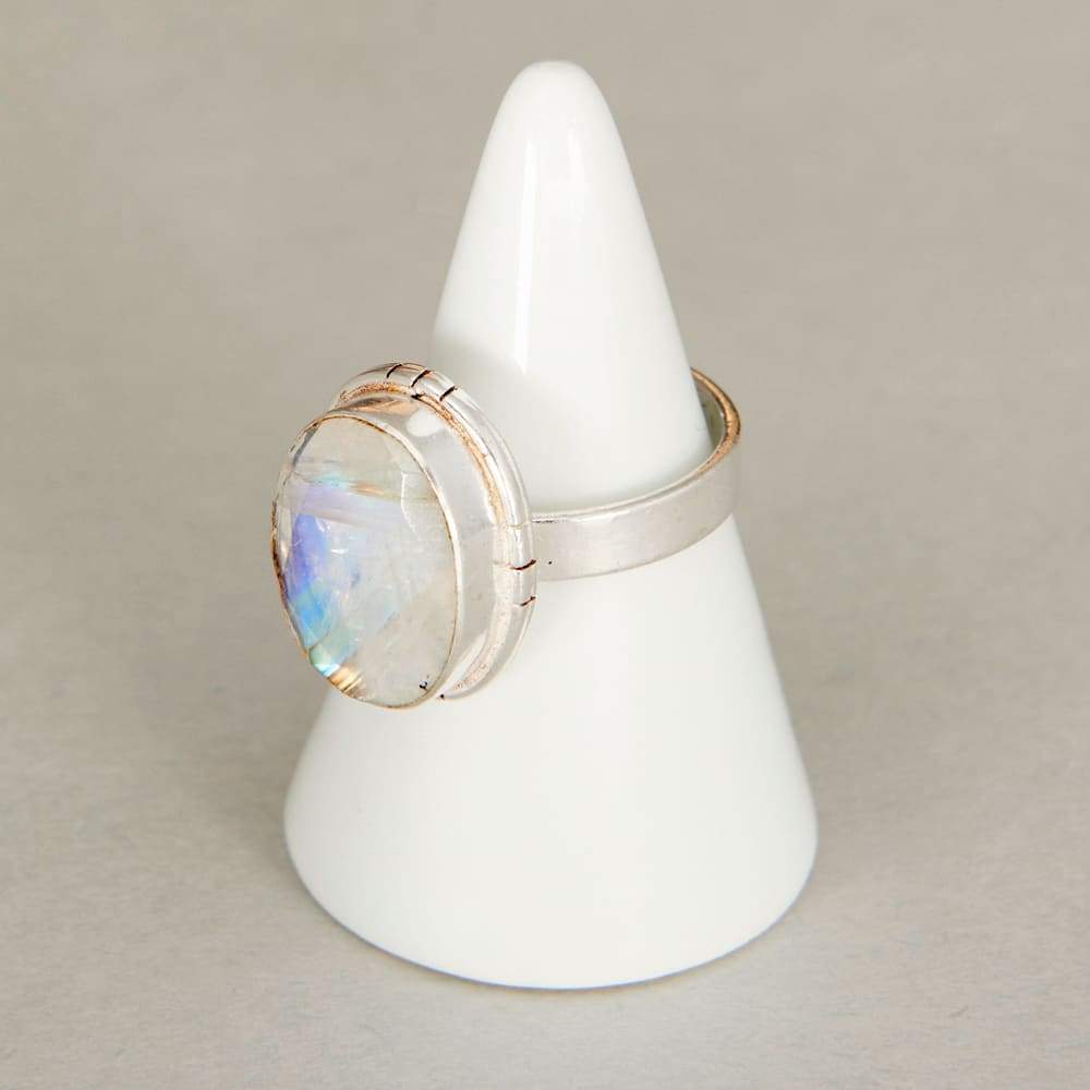 Genuine Blue Vintage Ring Moonstone Edwardian Style Antique 18k White Gold  Clear Crystals Womans Jewelry R169 | PVD Vintage Jewelry