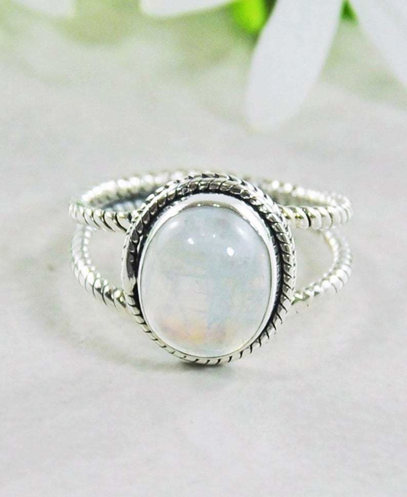 Moonstone Heart Ring, Big Crystal Heart Ring, Heart Stone Ring, Copper Moonstone  Ring, Love Ring, Rainbow Moonstone Jewelry – Buddha Blossom Jewels