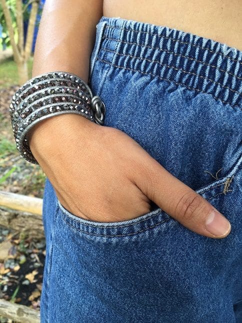 Ronda Beaded Cuff Bracelet Silver — Discovered