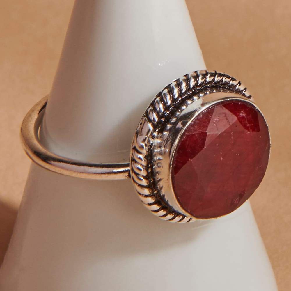 Round Cab Faceted Red Ruby Gemstone 925 Sterling Silver Ring, Fashion  Handmade Jewelry, Gift Ring, Ruby Jewelry, Nickel Free