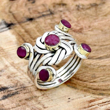Boho Ruby 925 Solid Sterling Silver Ring Gift for Women,Handcrafted Jewelry  — Discovered