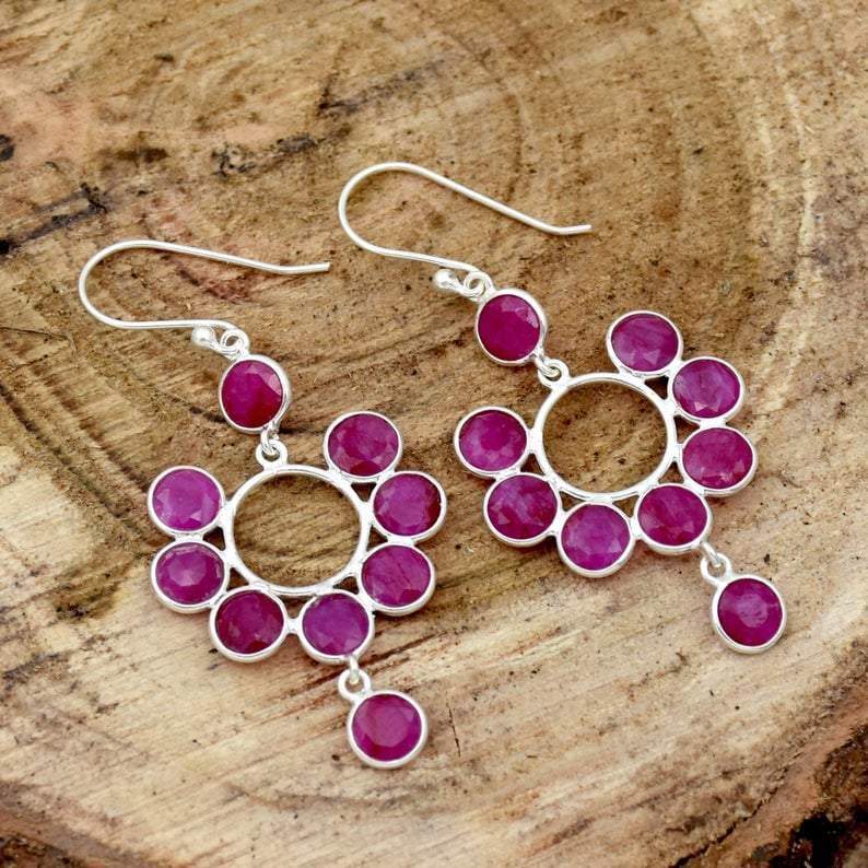 Ruby 925 Sterling Silver Nickel-Free Statement Earrings July Birthstone  Handmade — Discovered