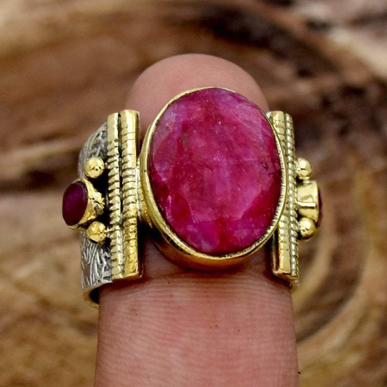 Art Deco Ruby Vintage Hexagonal Filigree Engagement Ring in White Gold —  Antique Jewelry Mall