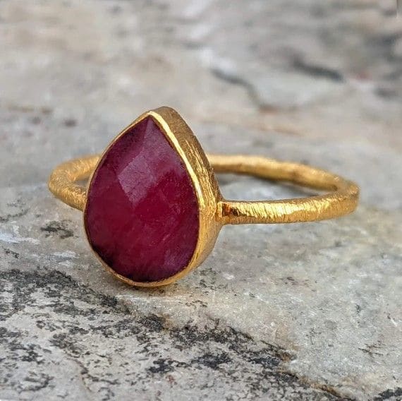 Natural Ruby and Diamonds Gemstone Dainty Women Promise Ring 14k Solid Gold  | eBay