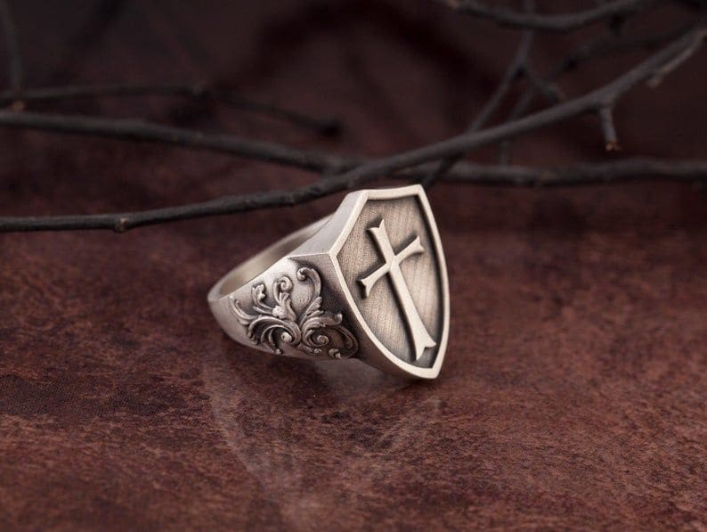 Silver Cross Ring Signet Men's Ring Christian Rings Religious Men Jewelry —  Discovered