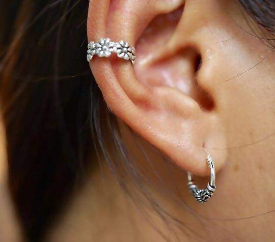 Silver Ear Cuff Non Piercing Ear Cuff Cartilage Cuff Minimalist
