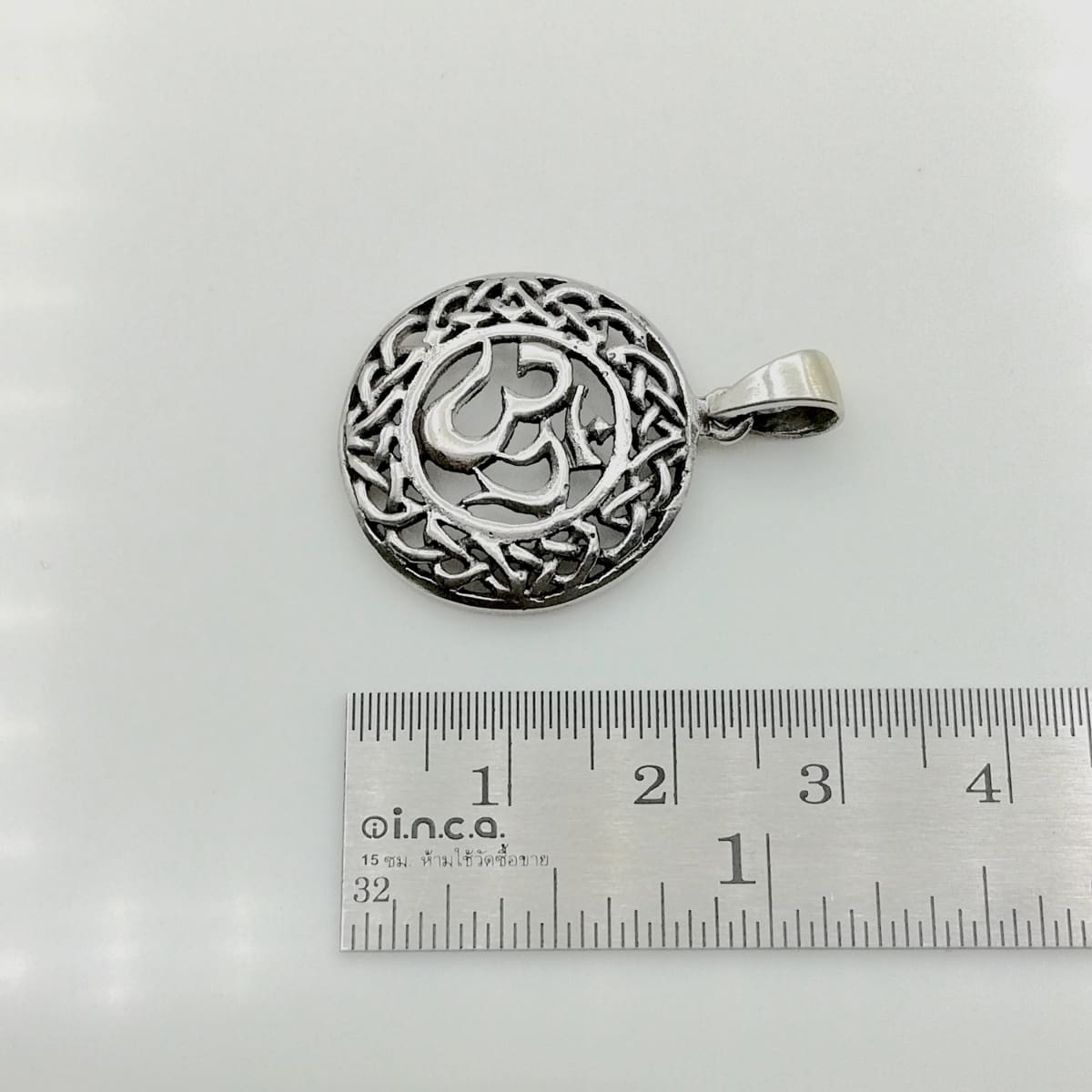 Memoir Oxidised Silver finish OM pendant locket necklace for Men Women