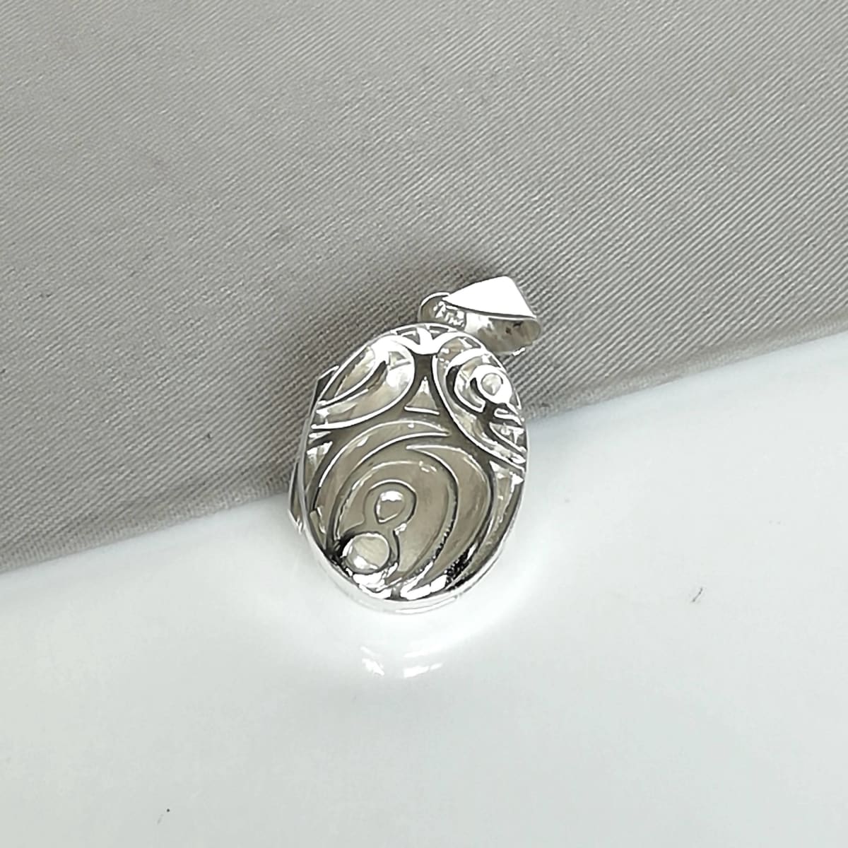 Engraved Oval Locket in Sterling Silver