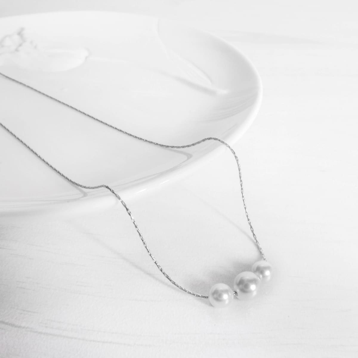 Silver Pearl Necklace - Simple Pearl Necklace - Pearl Jewelry