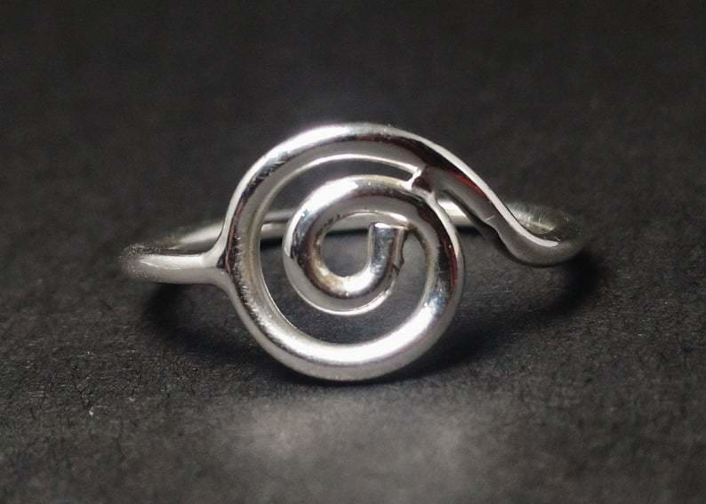 Spiral Ring, Swirl Ring, Boho Silver Ring, Solid Silver Ring, 925 Ster –  Adina Stone Jewelry