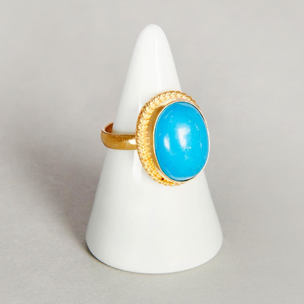 Sterling Silver Genuine Pearl and Faux Turquoise Ring. Size 8 