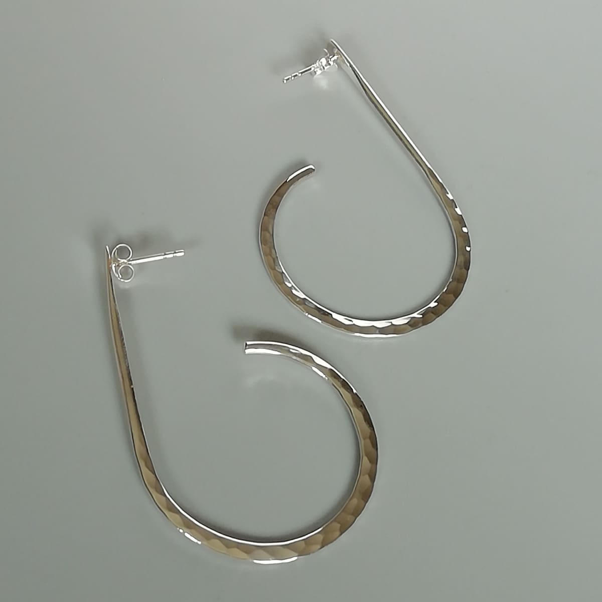 Sterling Silver Long Hammered Fishhook Earring